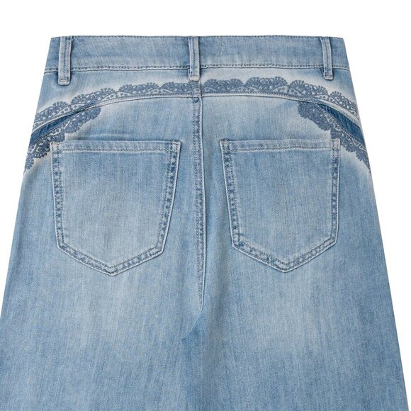 NWT Bayeas Ultra High-Rise Embroidered Wide Leg Patchwork Jeans - Picture 11 of 11